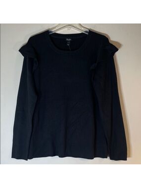 Du Jour Black Ruffle Shoulder Sweater. XL. NWT.